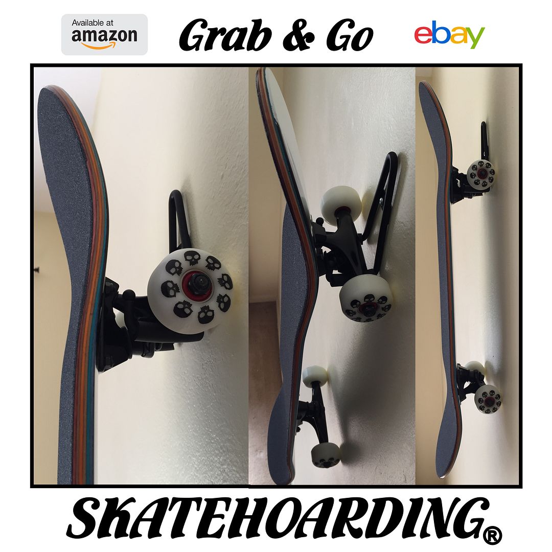 Skateboard Wall Hanger Rack Mount Modern Vintage Longboard Heavy Duty